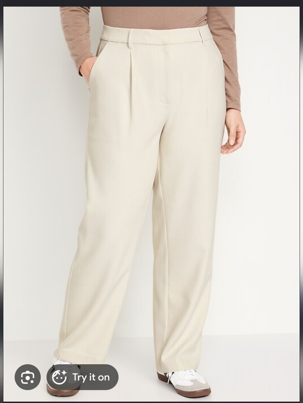 Old Navy Women Taylor Wide Leg Trouser Pants XL Extra High Rise Cream Casual EUC